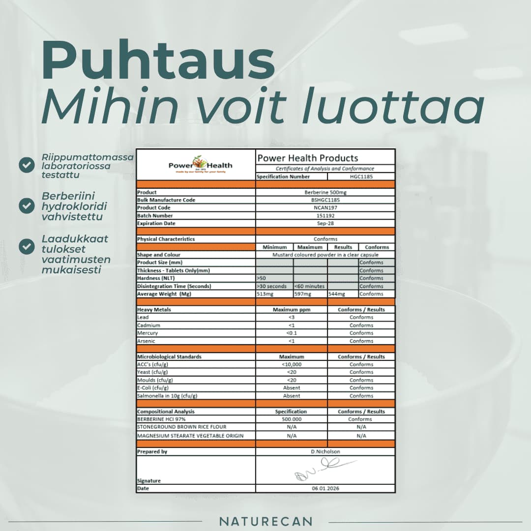 Berberiini puhtaus