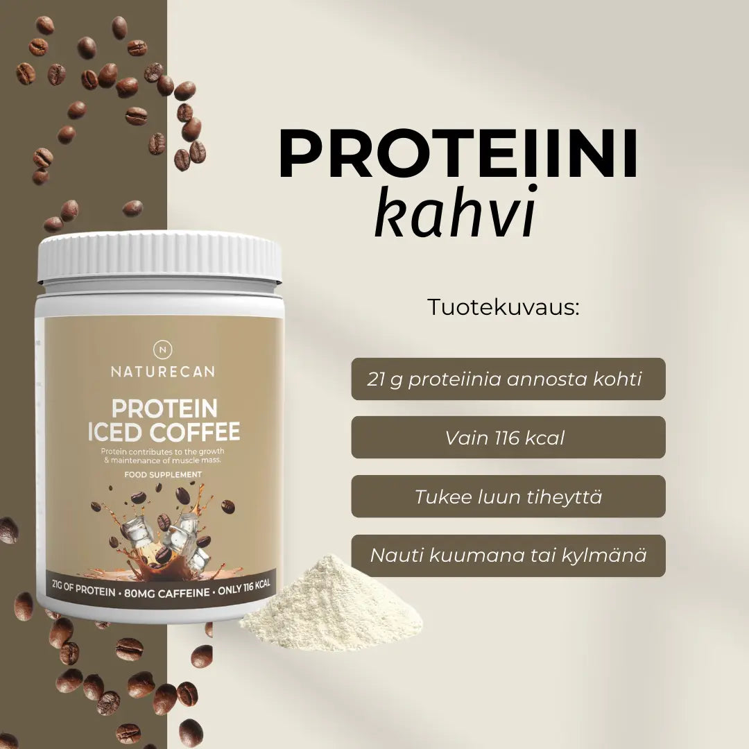 Proteiinikahvi tuotekuvaus