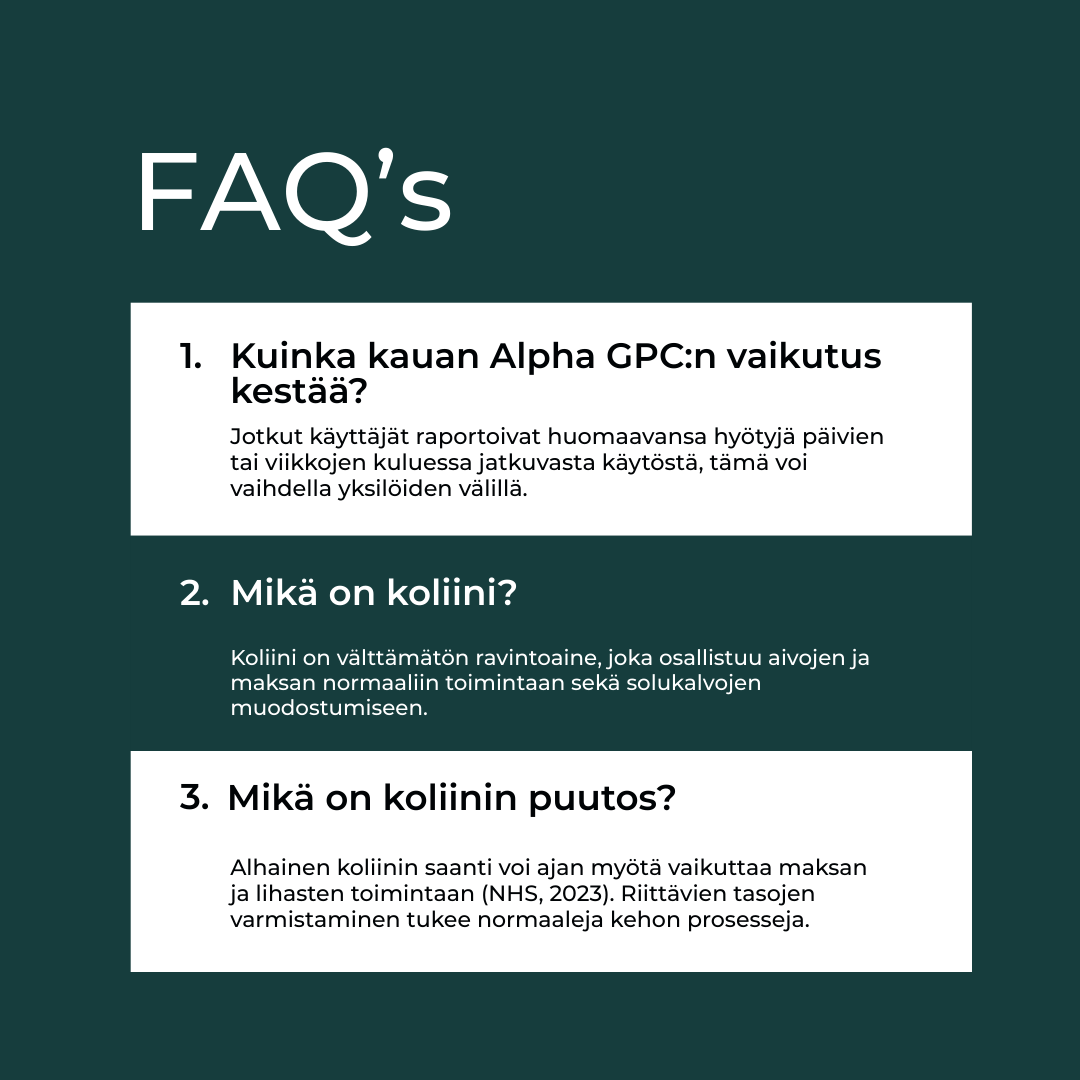 Usein kysytyt kysymykset Alpha-GPC tuotteesta