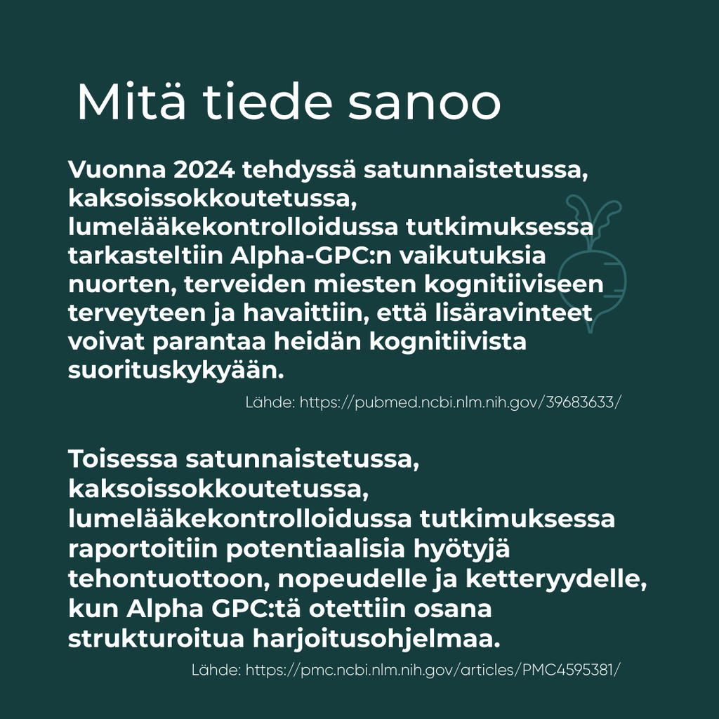 Mitä tiede sanoo Alpha-GPC tuotteesta
