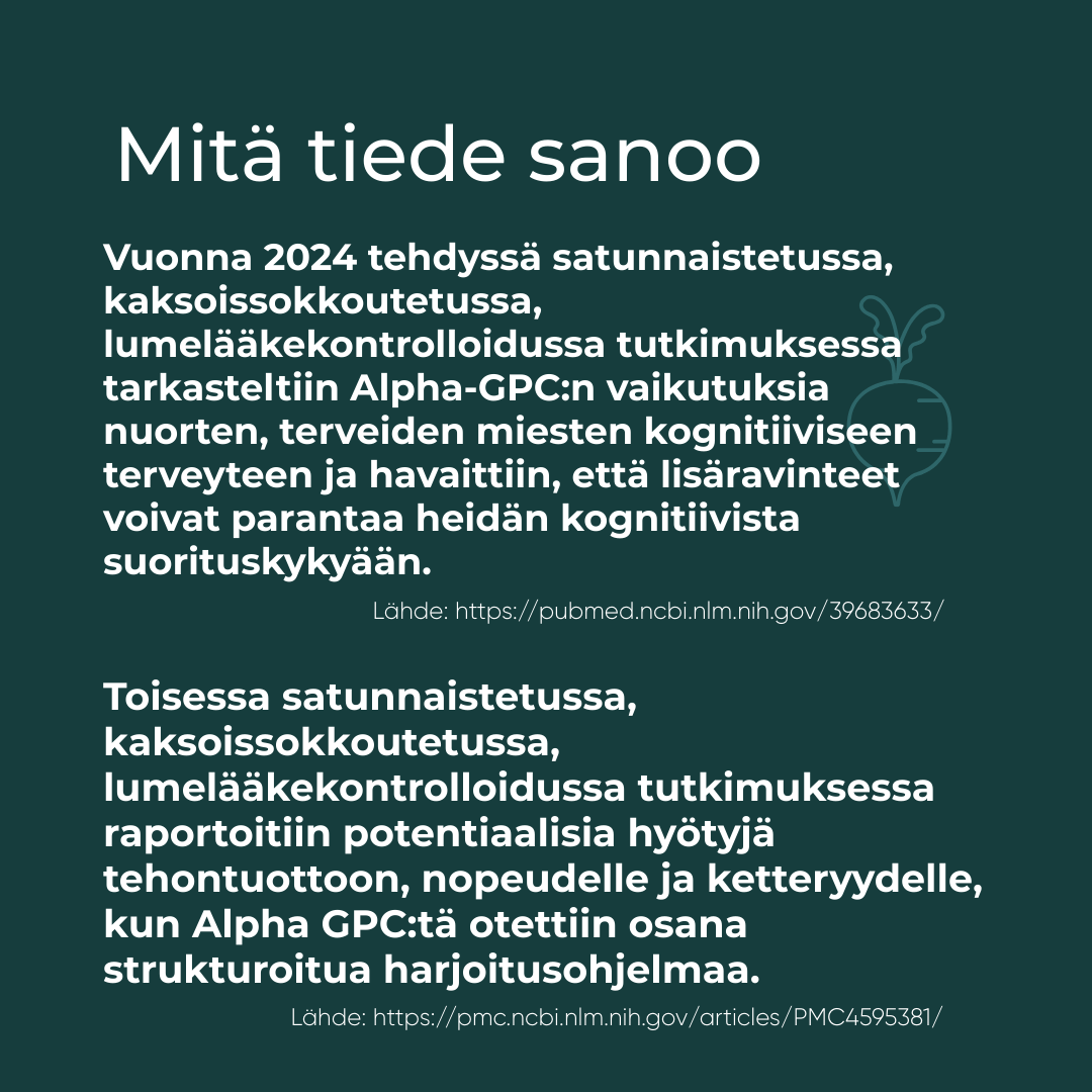 Mitä tiede sanoo Alpha-GPC tuotteesta