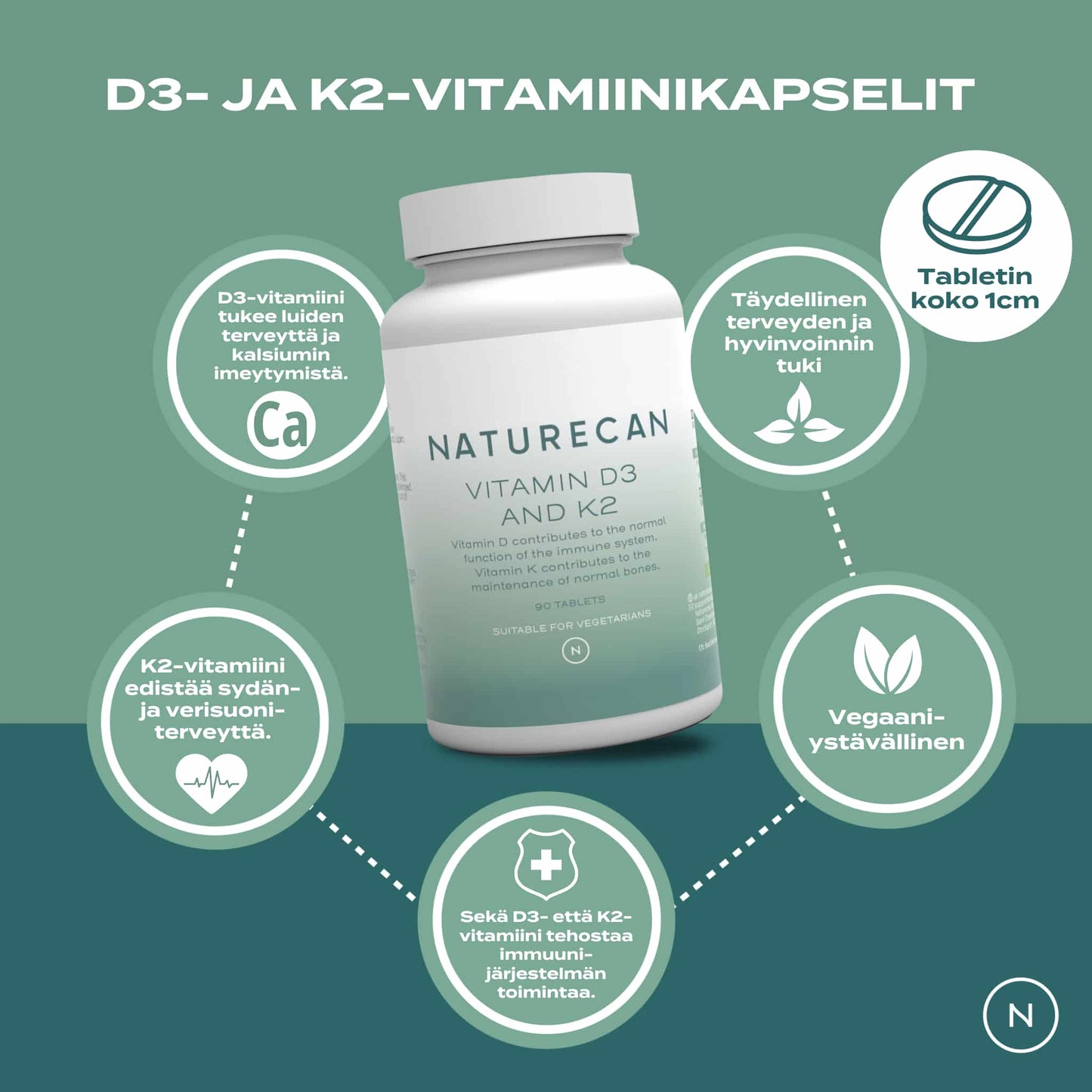 Osta D3 & K2-Vitamiini | Vegaaninen | Naturecan