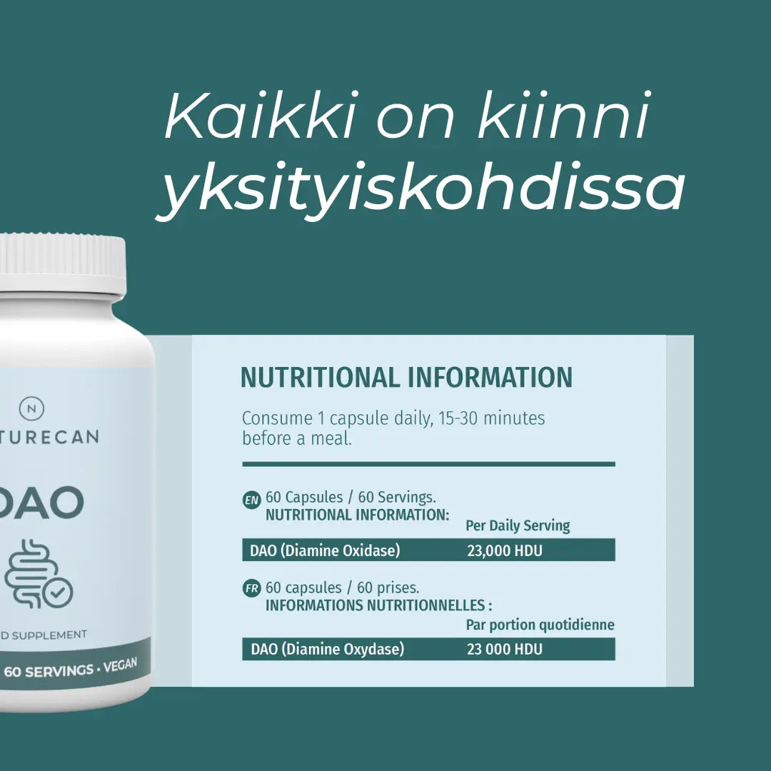 DAO Entsyymi ravintotiedot