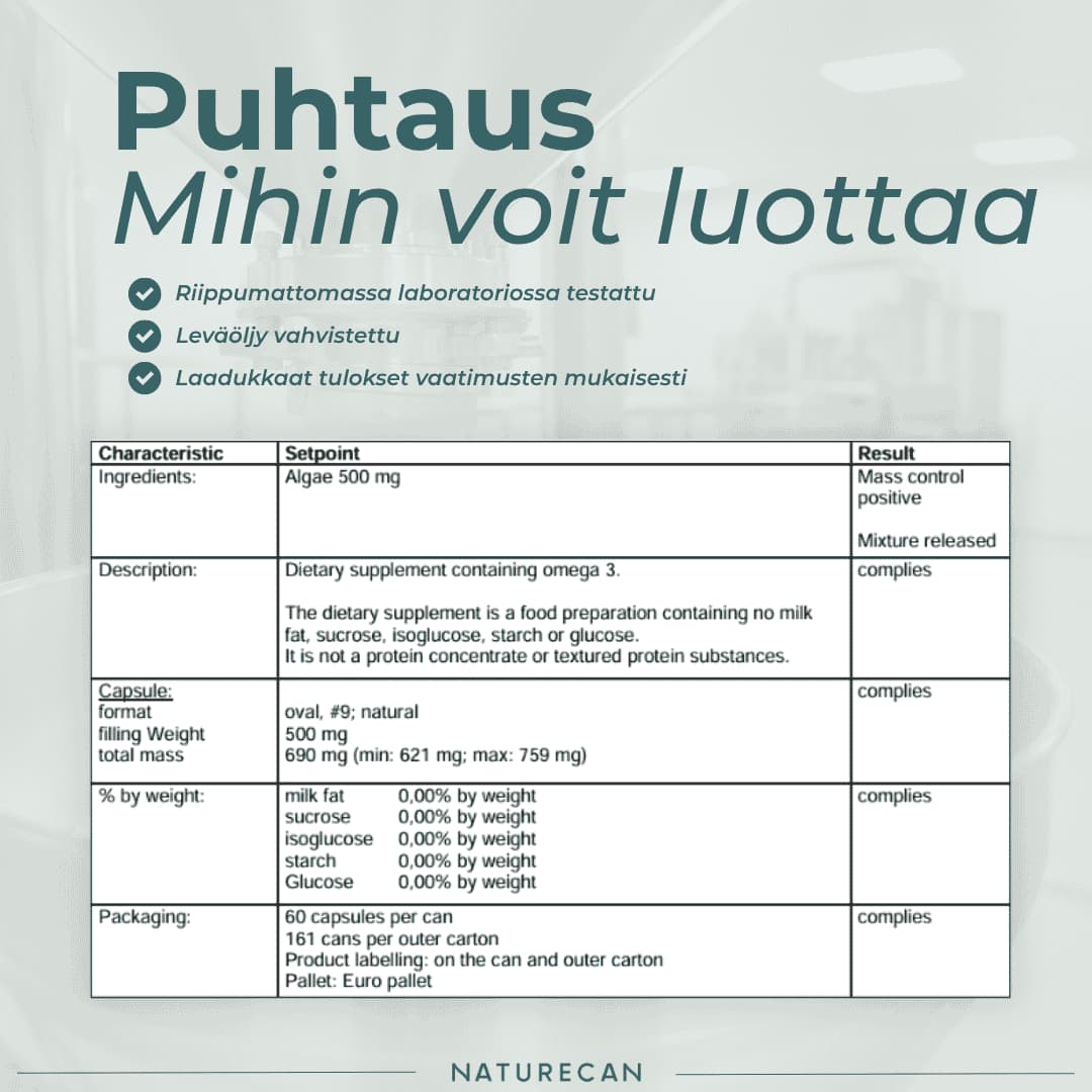 Vegaaniset Omega-3 puhtaus