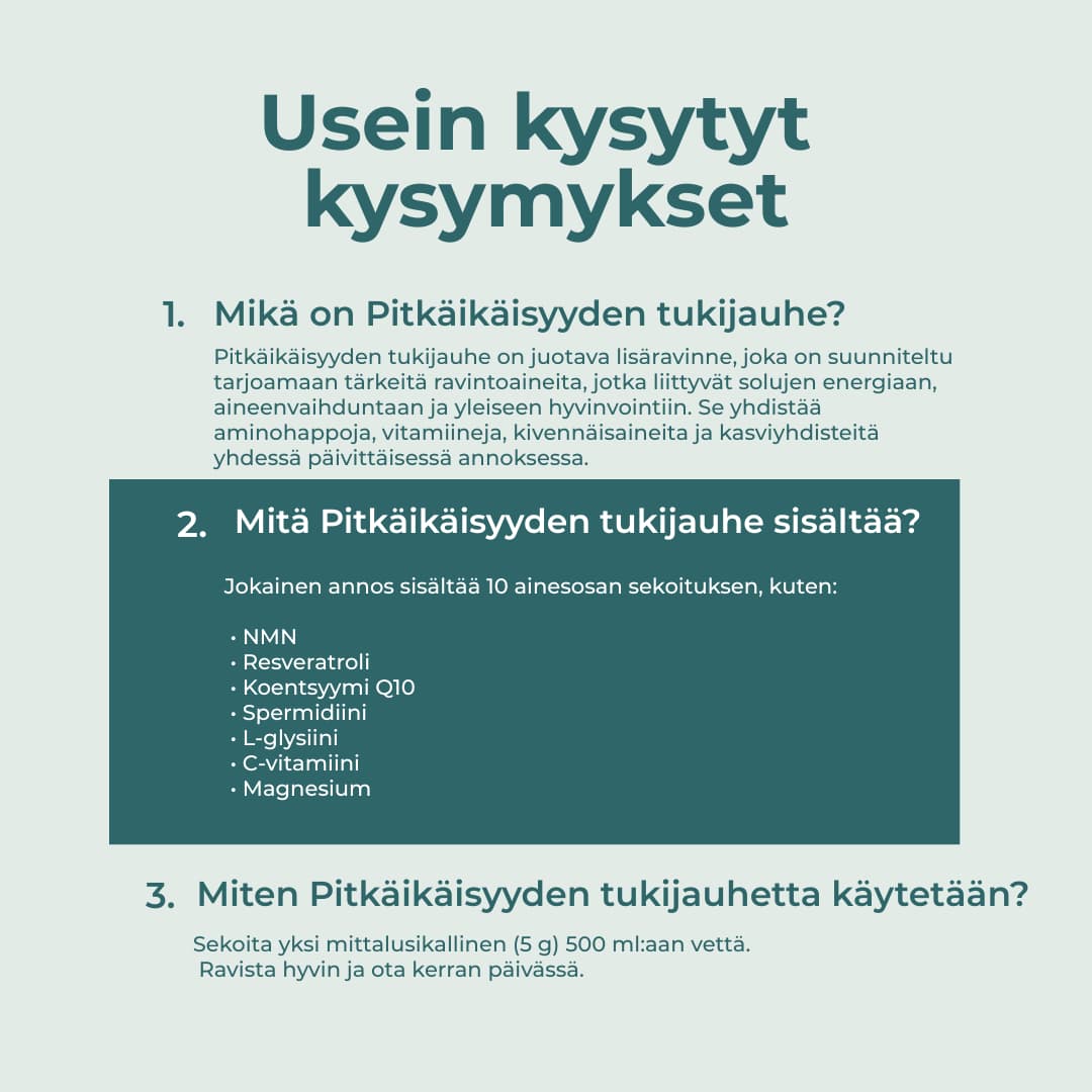 mikä on Pitkäikäisyyden tukijauhe