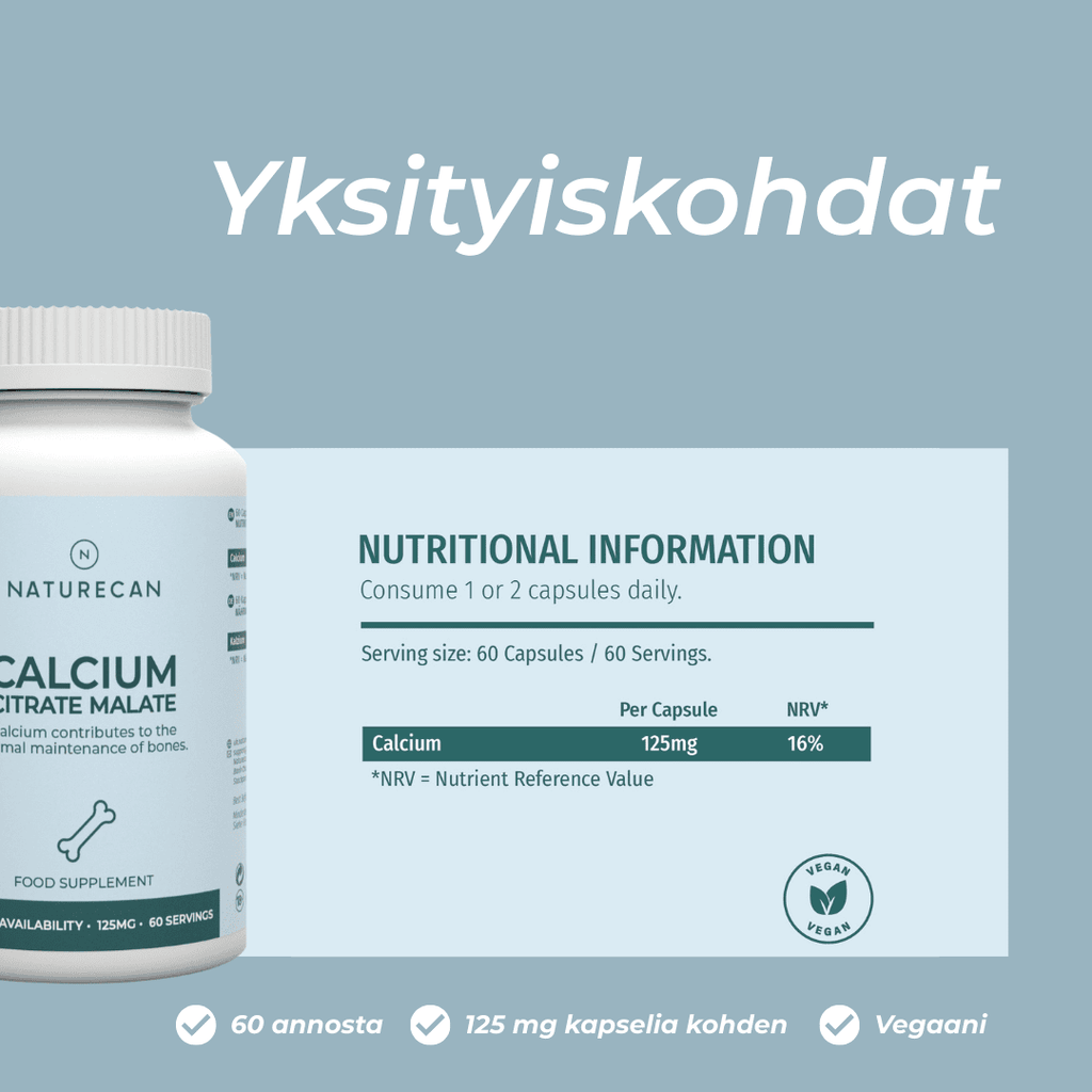 Kalsiumsitraattimalaatin yksityiskohdat sisällöstä