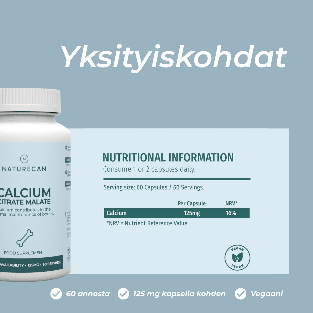 Kalsiumsitraattimalaatin yksityiskohdat sisällöstä