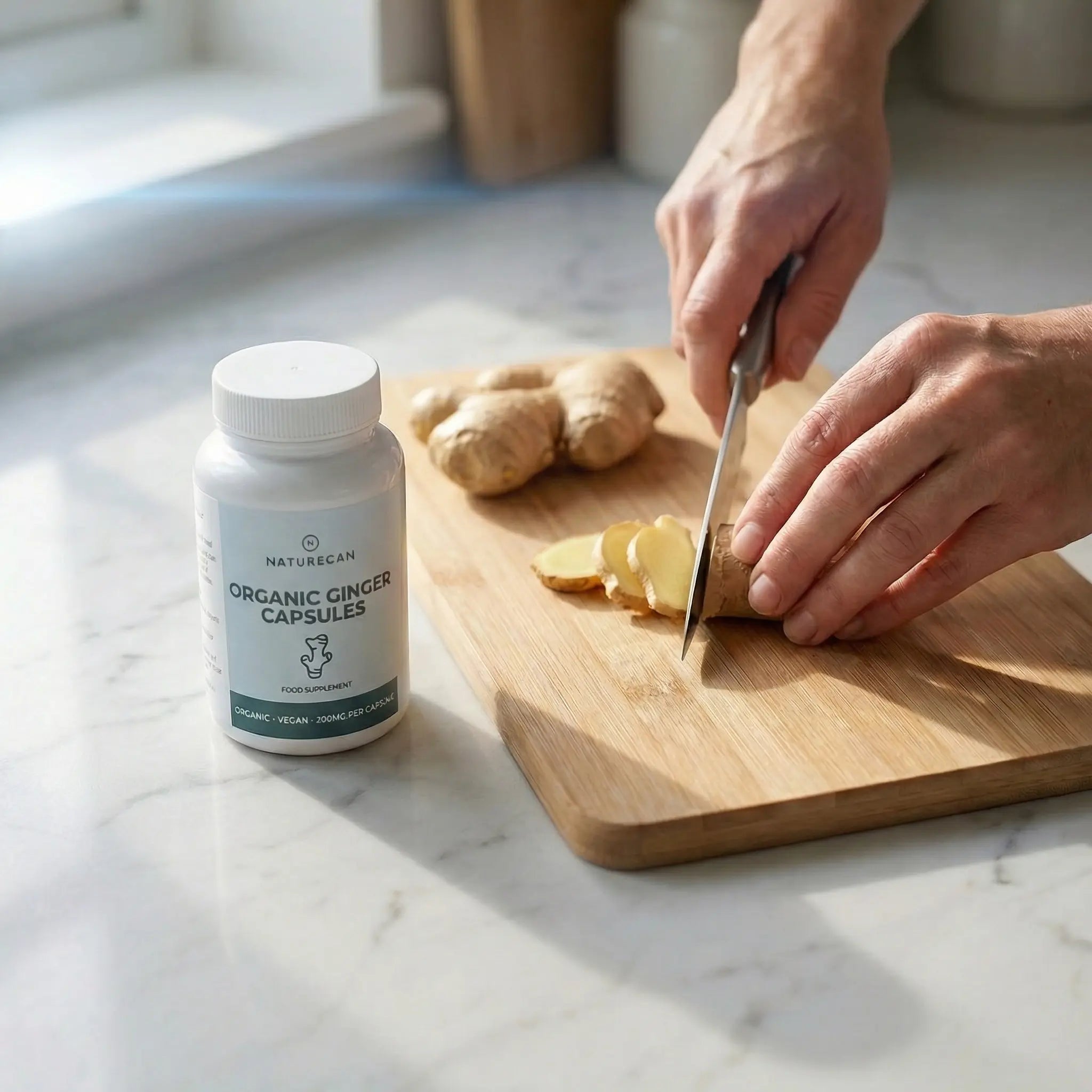 Inkivääri Kapselit ja inkivääri leikattavana