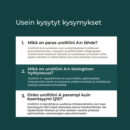 usein kysytyt kysymykset Urolitiini A
